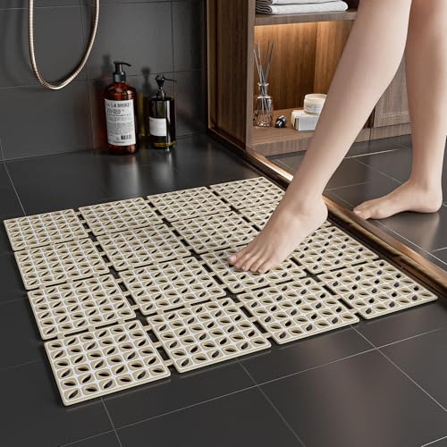 XIYUNTE Duschmatte rutschfest, 60 x 60cm Antirutschmatte für die Dusche, Badematte rutschfest schimmelresistent, Antirutschmatte Dusche quadratisch BPA-frei und latexfrei, Braun
