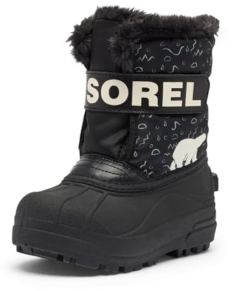 Sorel Boy's Unisex Kids Toddler Snow Commander Boot, Black, Bright Red, 3 UK Child
