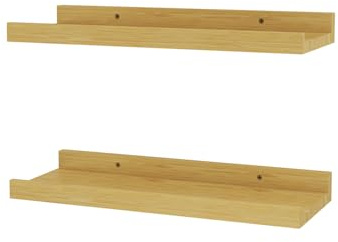 Vicco Wandregal Linus, Naturholz, 40 x 4 cm | 2er Set, zur Wandmontage für flexible Ablageflächen im Wohnbereich