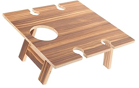 Milisten Tragbarer Holz-weintisch Mit Faltfunktion Integrierter Weinglashalter Kompakter Leichter Picknick Campingtisch Für Outdoor Garten Strand Und Weinliebhaber