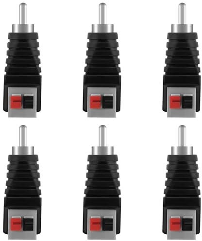 AXFEE 6 Pezzi Adattatore per Cavo da RCA Maschio, Connettori di Alimentazione DC da 5,5mm x 2,1mm, RCA Maschio a AV 2 Terminale a vite Video Audio Tipo di pressa a molla per CCTV