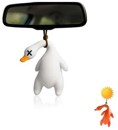 ZWWOGE Canard Oscillant Auto Porte-Clés avec Effet UV - Décoratif Mignon qui Change en Canard Laqué sous Rayonnement Solaire, Cadeau Original pour Rétroviseur/Clefs/Bureau
