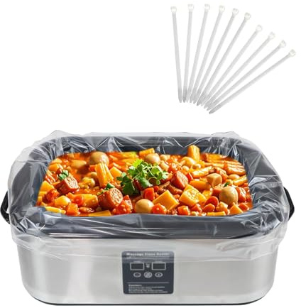 Electric Roaster Liners(10 Liners), 18 × 34 Disposable Roaster Liners Fit 16, 18, 22 Quart Roasters Cooking Bags for Instant Cleanup Stew pot bag with 10 cable ties