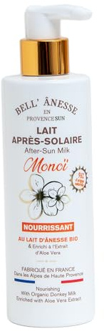 Label Provence Nature - French After Sun Milk - Enriched with Organic Donkey Milk and Aloe Vera - Monoi Fragrance - 250ml