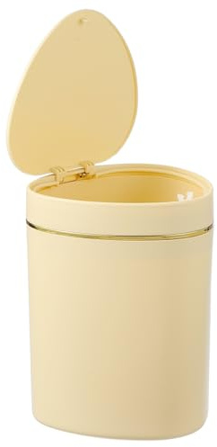 sourcing map Mini Trash Can with Lid, Desktop Small Recycling Bin Cute Trash Can, 2.2L/0.5 Gallon Suitable for Office Bathroom, Kitchen, Living Room, Bedroom, Yellow