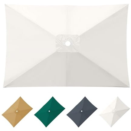 Telo di Ricambio per Ombrellone Rettangolare, 3x2 m Copertura di Ombrellone Rettangolare, Tessuto di Ricambio per Ombrellone, Tettoia di Ricambio per Giardino Terrazza Piscina Spiaggia Esterno(Beige)