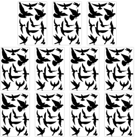 OUDQFCJ Cristales Anticolisión de Pájaros Grandes, 11 Unidades Reutilizables con Adhesión Estática, Adhesivo para Cristal, Vinilo Ventana, Decorativas (27cm - 31cm) (Negro), Pegatinas de PVC
