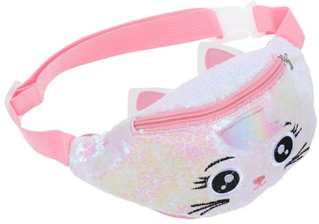 Kinder Katzengürteltasche Rosa mit Verstellbarem Gürtel | Polyester Pvc Pu, Quick Release Schnalle und Leichtes Design, für Mädchen und Kinder