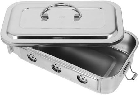 CONGARTENO Plateau à Outils Acier Inoxydable Avec Couvercle Et Trous Boîte De Rangement Pour Outils De Médecin Plateau Utilitaire