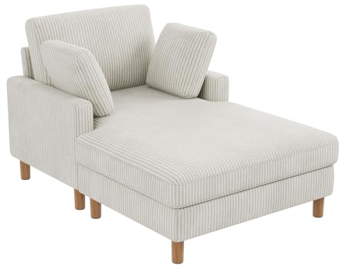 Vesgantti Cord Schlafsofa, Sofa Bett mit 2 Kissen, Relaxsessel, Schlafsessel für Wohnzimmer, Schlafzimmer, Büro, Werkzeuglose Montage, 148 * 104 * 92cm (Beige)