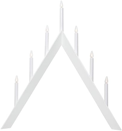 EGLO LED Bougeoir Arrow, Porte-Bougie Pyramide de Noël, Lampe décorative Bois, Plastique Blanc, Blanc Chaud