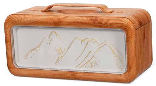 VANZACK Humidificador de Escritorio Doble Vapor y Diseño de Veta de Madera Estilo Montaña, 600ml, Adecuado para Oficina y Dormitorio Tecnología de Niebla Continua