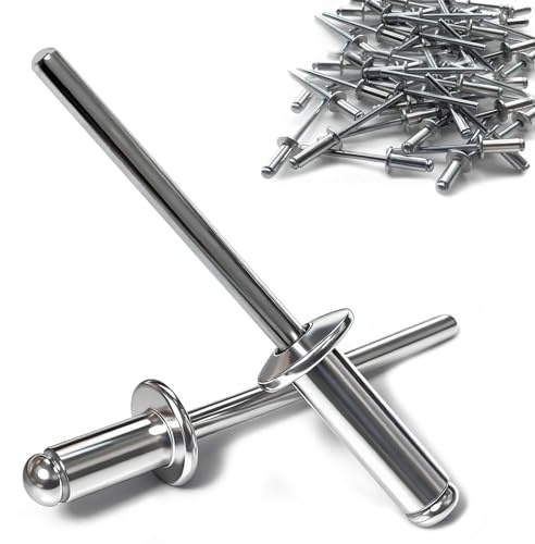 PDKKFF 150 Remaches Ciegos de Aluminio, 4.8x10mm Remaches Pop, Plateado Remache Ciego para Plástico Metal Madera