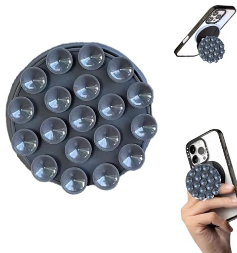 Leeneen Strong Magnetic Suction Cup Phone Grip Stand,Compatible Mag-Safe Phone Ring Holder with Kickstand,Secure Grip for Hands-Free Viewing,for iPhone and Android Phones (grey)