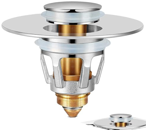 Drain Magic Waschbeckenstöpsel Mit Abflusssieb, Abflussstopfen Für Waschbecken, Haarsieb Badezimmer-Waschbecken-Stopper,Badewannen-Abflussabdeckung Mit Federkern Für Die Meisten Waschbecken