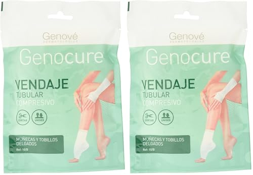GENOCURE | Vendaje Tubular Compresivo Muñecas y Tobillos Delgados Ref. 10B | Soportes de rehabilitación, Edemas y Lesiones Articulares | 100 cm (Paquete de 2)