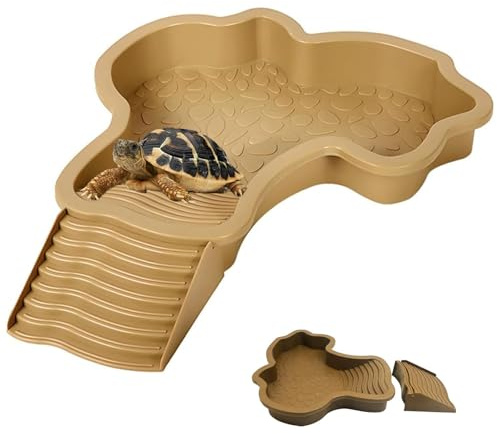 Générique Abreuvoir Tortue Terrestre - Piscine pour Tortue avec DéTachable Rampe, 35x28.5x4.3cm, Bassin pour Tortues, pour Tortues, LéZards, Gecko Et Amphibien. (A)