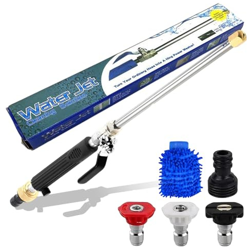 Bacchetta ad alta pressione per tubo flessibile da giardino, pistola di pulizia ad alta pressione 2-in-1, bacchetta di prolunga per idropulitrice portatile per lavaggio auto, casa, giardino, animali