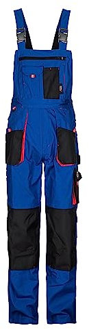 Stenso Emerton - Pantalones con Peto de Trabajo para Hombre - Resistentes - Azul Real/Negro/Rojo - 46