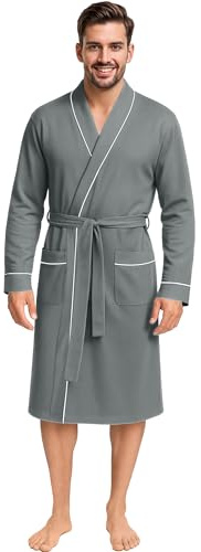 NY Threads Men's Robe Cotton Blend Knit Bathrobe, X-Large, Grey