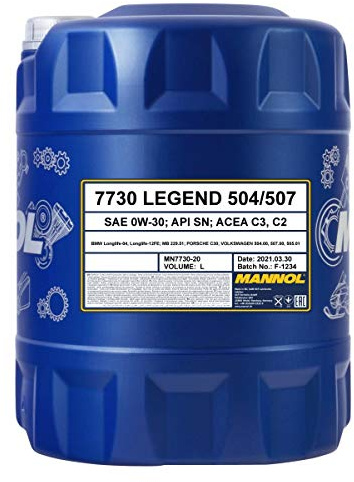 20 Liter, MANNOL 7730 Extra 0W-30 Norm 504.00 507.00 Longlife Motoröl