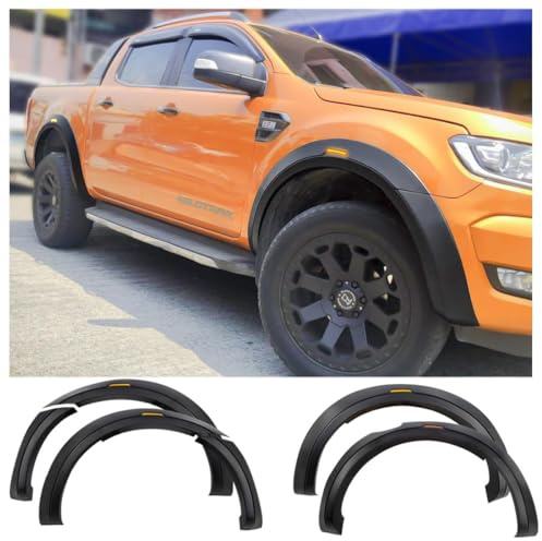 JHCHAN Wheel Arch Trim Kit per Ford Ranger Wildtrak 2015-2018 Accessori | T8 XL XLT Limited Parafanghi Allargati Arches Mudguards Splash Guard Front Rear Wheel Eyebrows Flares Protector Matte Nero