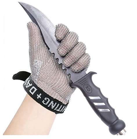 CXKJP Schnittfeste Handschuhe Schnittfeste Stahlring-Handschuhe, Verstellbare Handschlaufe Küche Fleisch Schneiden rutschfeste Anti-Schneid-Schutzhandschuhe (Size : L/A Pack of one)