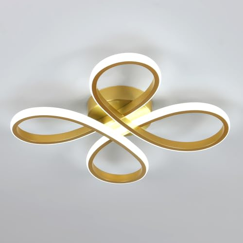 SENQIU Led Deckenleuchte, 32W Kreative Blumenform Deckenlampe LED | aus Acryl, 6500K Weißes Licht Goldene Deckenbeleuchtung für Schlafzimmer, Wohnzimmer, Kinderzimmer, Küche