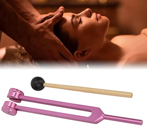 Aluminiumlegierung Stimmgabel, 128HZ Stimmgabeln medizinische Stimmgabel aus Aluminiumlegierung Yoga Heilungstest Vibrationsschalltherapie Stimmwerkzeug mit Inbusschlüssel Kleinem Hammer(Rosa)