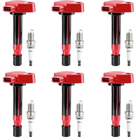 Pindex 6 Pack UF242 Ignition Coil & 4503 Double Iridium Spark Plug Compatible with Honda Accord Odyssey Acura TL CL RL 3.0L 3.2L 3.5L V6 1788303 UF400 5C1013 50063 C1221 C242 7098 30520-P8E-A01