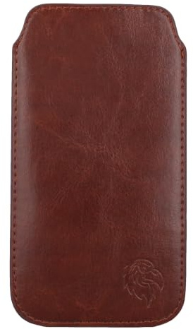 Davii Schutztasche passend für Samsung Galaxy S23 / S24 / S25 (nur Handy), Einsteckhülle Handytasche mit Zuglasche – weiches Innenfutter Adler Standard LE Braun