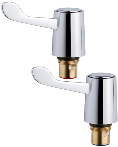 Excel Home Basin Sink Tap Lever Head Conversion Kit - Chrome Plated Hot & Cold Tap Revivers Kit 1/2” Lever Head - Heavy Duty Brass Cartridge