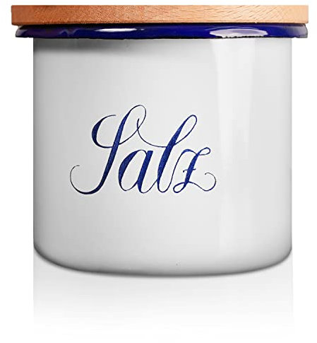 KRÜGER Emaille-Dose Husum Salz 0,7 Liter - schnitt- und kratzfeste Aufbewahrungsbox mit Deckel - Silikondichtungsring für luftdichtes Verschließen - spülmaschinengeeignet