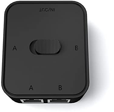 Srrrwunti 2 Port RJ45 LAN CAT6 Network Switch Selector 1000Mbps 2 in 1 Out/1 in 2 Out Internal External Network Switcher Splitter