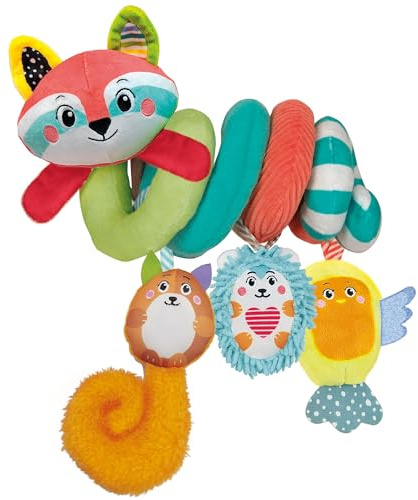 Clementoni - Spirale Passeggino Neonato, Soft Spiral Happy Animals, Baby for You, Peluche Prima Infanzia Lavabile in Lavatrice, 17909