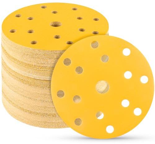 STEBRUAM 50 st slipskivor 150 mm, 400 korn 15 hål set runda hål papper glas 150 mm för Orbital slipmaskin giraff för trä, metall