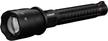 Coast XP40R 8000 Lumen Rechargeable Dual-Power LED Flashlight with POWERiQ™ Real-TIME Display, 5 Light Modes, Ultra View Flood Beam, Push/Pull Focus