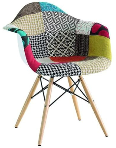 buybuy Poltroncina in legno e PP con seduta in spugna ricoperta con stoffa in stile patchwork, cucita a mano da veri artigiani. Comoda ed elegante adatta a qualsiasi ambiente.