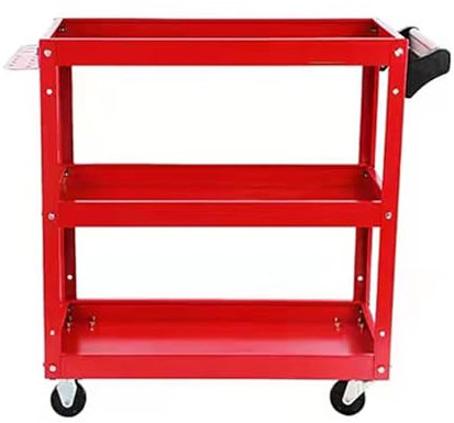 YCOVSFP 3-stöckiger Werkzeugwagen Mit Rollen, Allzweck-Servicewagen, 150 Kg, Robuster Werkzeugwagen for Mechaniker, Werkzeugkasten-Organizer Und Aufbewahrungsbox for Die Garage(Red)