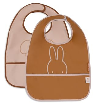 Jollein Miffy Peekaboo Lot de 2 bavoirs imperméables pour bébé avec fermeture Velcro Rose sauvage