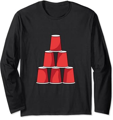 Gobelets rouges empilés - Jeu de fête Manche Longue