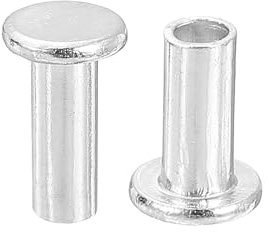 QUARKZMAN 50 Stück Halbhohlnieten, 3mm x 7mm Aluminium Flachkopf Halbhohle Nieten Metallniete für Industrie Haushaltsreparatur Befestigung, Silber