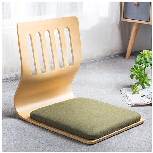 Japanischer Beinloser Bodenstuhl mit Rückenstütze aus Holz, Tatami-Meditationsstuhl für Erkerfenster, Lounge, Couch, Bodensitz zum Lesen und Fernsehen