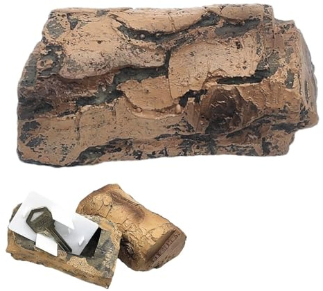 Caja de llaves de piedra, piedra de llave falsa exterior - Caja de almacenamiento creativa con piedra clave simulada - Novedad -A-Key Organizador Adorno para exteriores Ocultador de llaves para pa