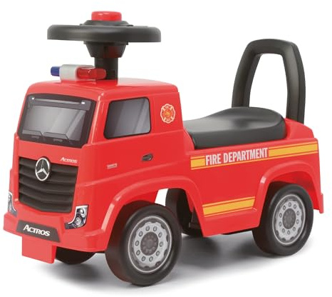 TURBO CHALLENGE - Mercedes Actros Pompier - Girello - 119300 - Ruote libere - Rosso - 23 Kg Max - Plastica - Giocattolo per bambini - Regalo - Licenza ufficiale - 12 mesi