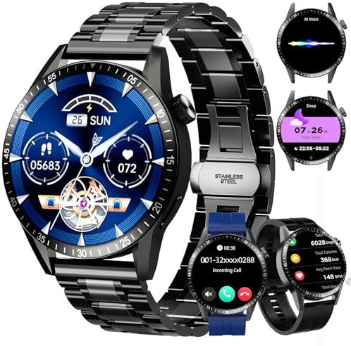 Homailida smartwatch män med Bluetooth-samtal, 1.39 Företag och Sport fitnessklocka med sömnmonitor stegräknare klocka 100+ sportlägen, Vattentät IP67 för Android iOS