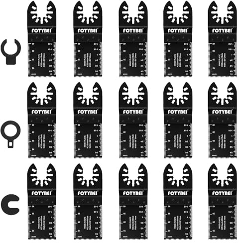 FOTYBEI 15tlg Multitool Sägeblätter Holz Kunststoff Metall Universal Multitool Zubehör Oszillierende Sägeblätter Kompatibel mit Dewalt, Ryobi, Parkside, Makita, Rockwell und mehr