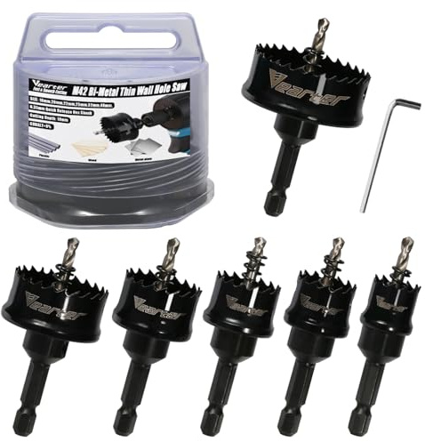 Vearter Bi-Metall Lochsäge, 16-40mm 6 Stück Lochsäge Set Bohrkrone, Dünnwandiges Kobalt M42 Lochkreissäge Set mit Dornen für Holz, Metall, Kupfer, Gips, PVC, Stahlplatte, Trockenbau