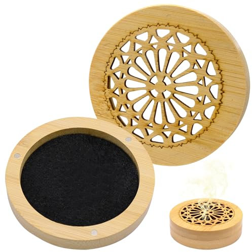 HVIHWI Essential Oils Diffuser, Bamboo Aromatherapy Diffuser Natural Aromatherapy Box Room Fragrance Diffuser Flower Decor for Yoga Home Car Office Spa (9x9x2.4cm)