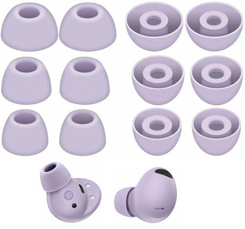 Rhinenet Ear Tips for Galaxy Buds 2 Pro In Ear tips buds Cover Eartips, Fit in The Charging Case Compatible with Samsung Galaxy Buds pro 2 Earbuds Silicone Ear Cover Earplugs S/M/L 6 Pairs (Violet)